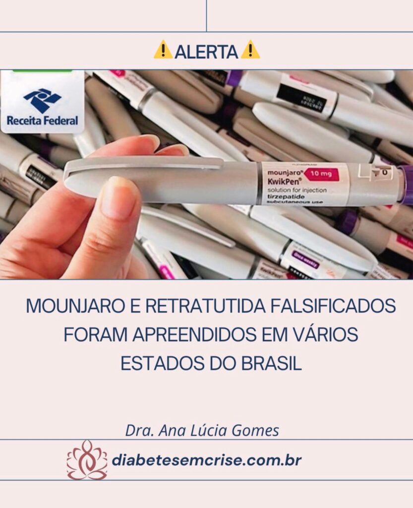 Post sobre apreensão de Mounjaro e Retratutida falsificados